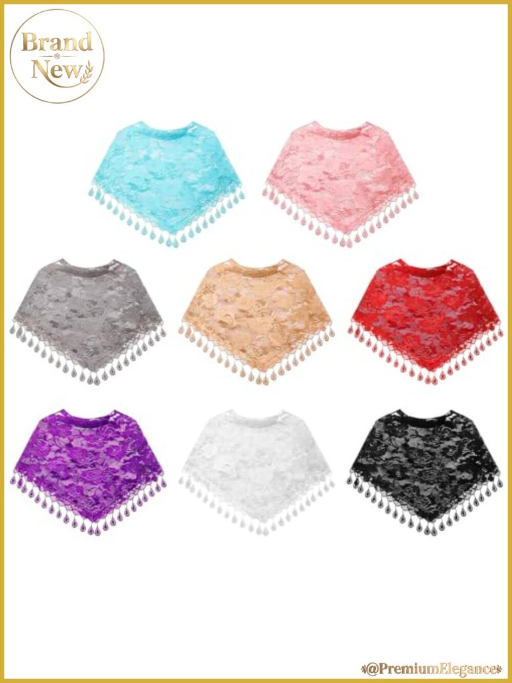 8-Piece Lace Mantilla Veil Set with Tassel Fringe for Church